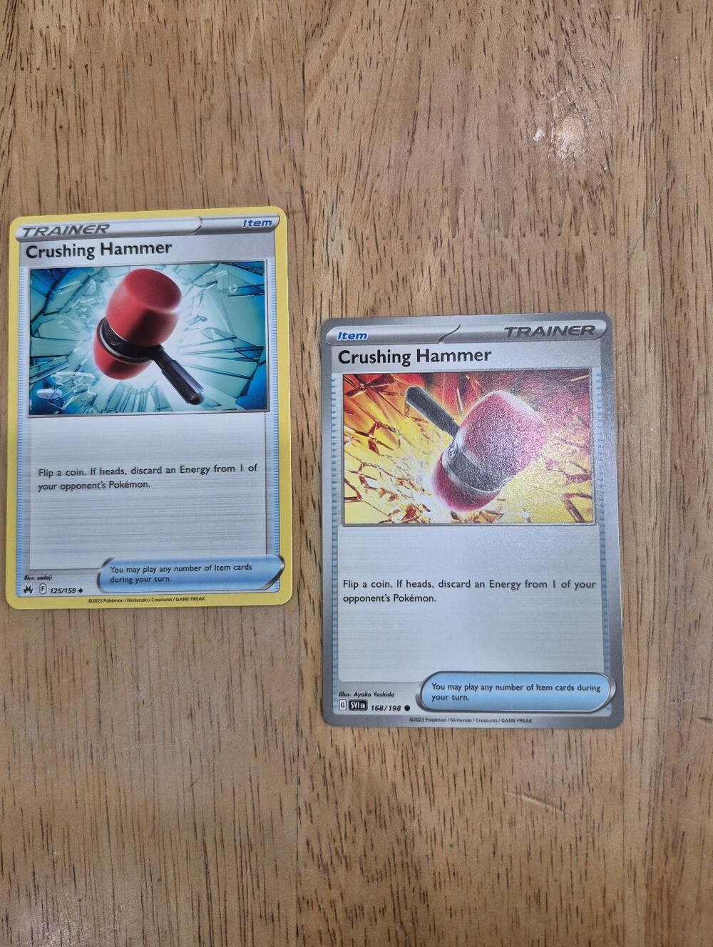 QTY 2 Pokemon Crushing Hammer Trainer Item Card